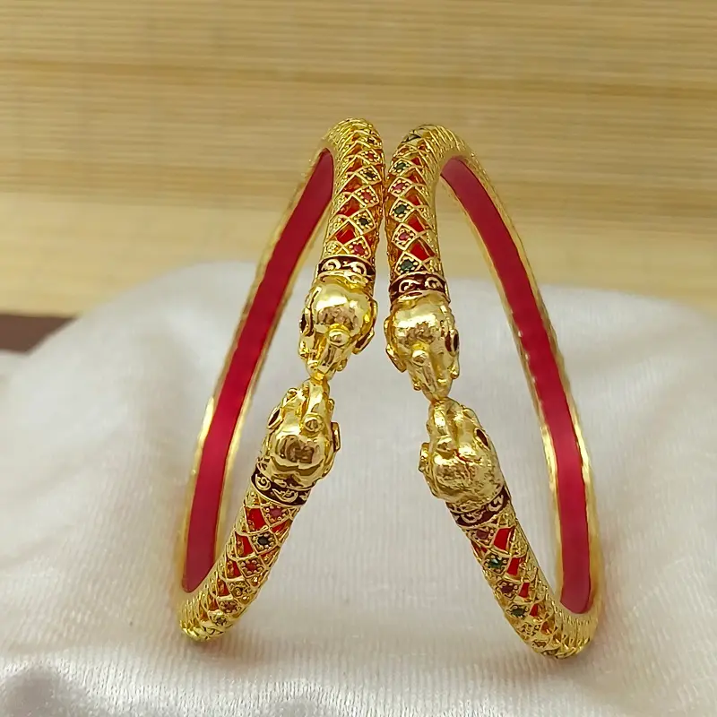 Elegant Rajasthani Hathi Mora Bangles Kada - Image 2