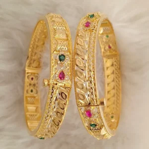 1 Gm Gold Plated Elegant Forming Oval AD Fitted Patch Khilli Bangle