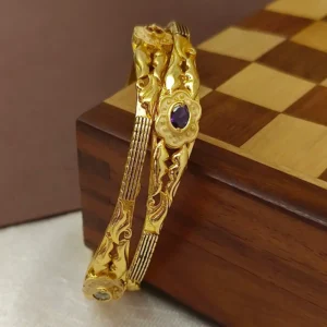 Unique Floral Designer Kada Oxidised Gold Plated AD Stone Bracelet Bangles
