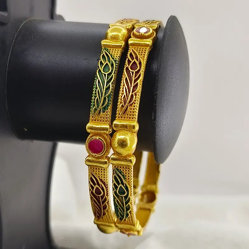 Antique Morpich Gold Plated Oxidised American Diamond Bangles Kadli - Image 7