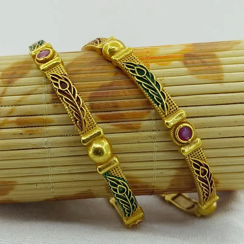 Antique Morpich Gold Plated Oxidised American Diamond Bangles Kadli - Image 6