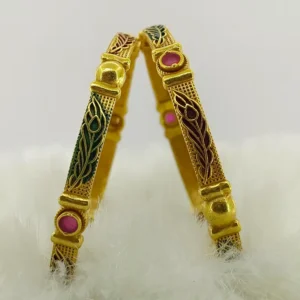 Antique Morpich Gold Plated Oxidised American Diamond Bangles Kadli