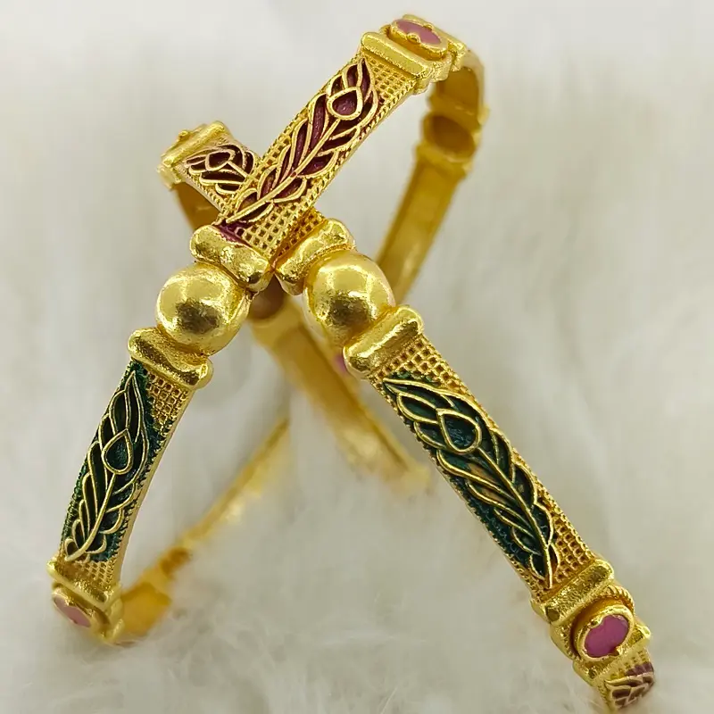 Antique Morpich Gold Plated Oxidised American Diamond Bangles Kadli - Image 5