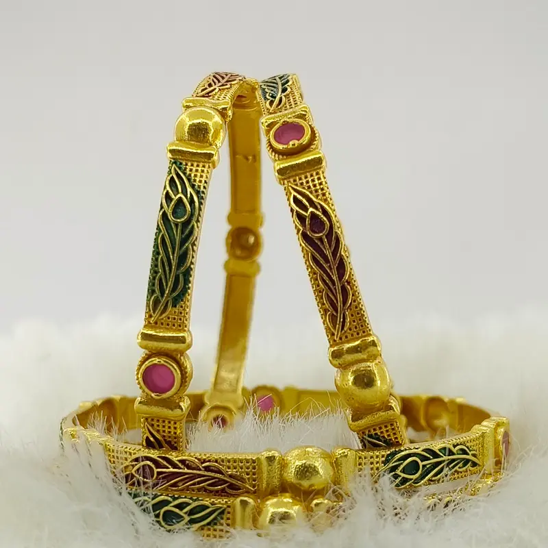 Antique Morpich Gold Plated Oxidised American Diamond Bangles Kadli - Image 4