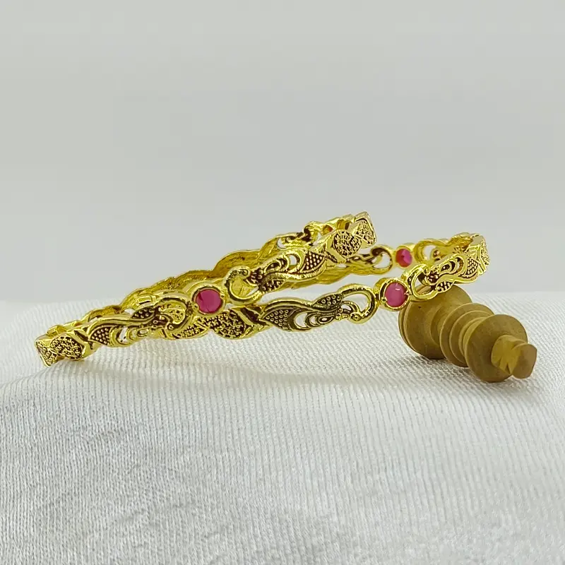 Antique Peacock Designer Bangles Oxidised Gold Plated Bracelet Bangles - Image 2