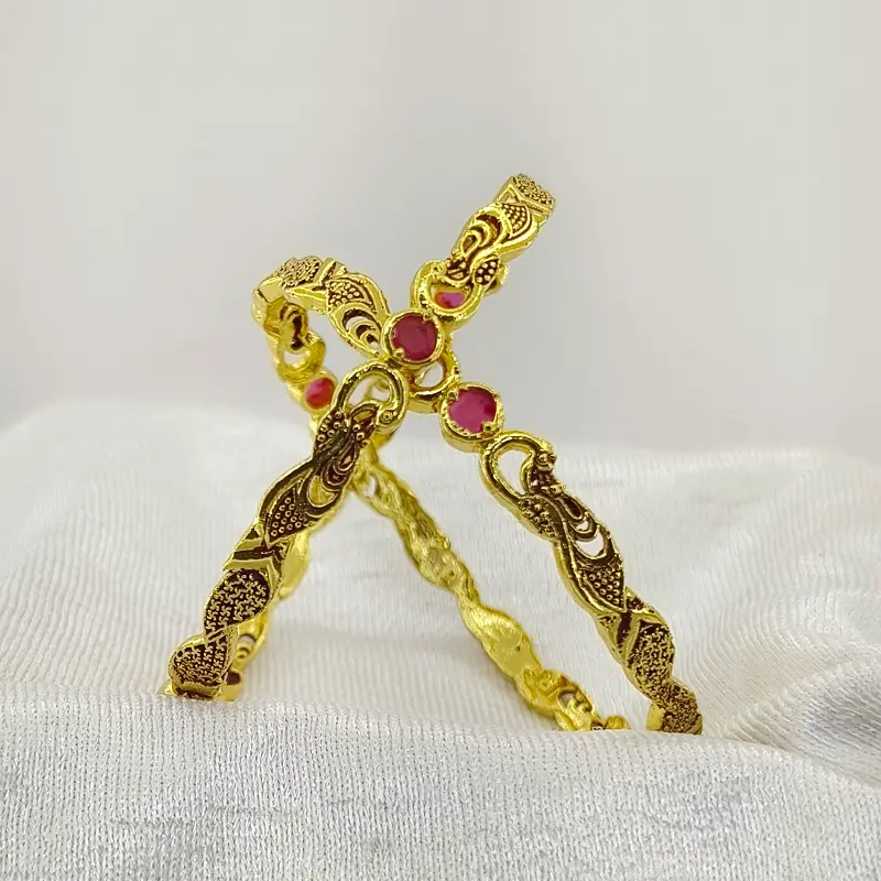 Antique Peacock Designer Bangles Oxidised Gold Plated Bracelet Bangles - Image 4