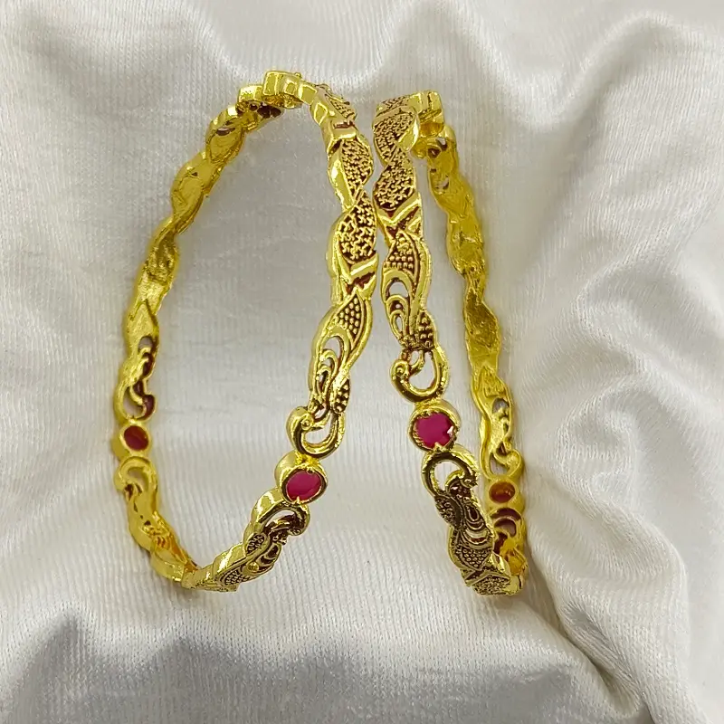 Antique Peacock Designer Bangles Oxidised Gold Plated Bracelet Bangles - Image 5