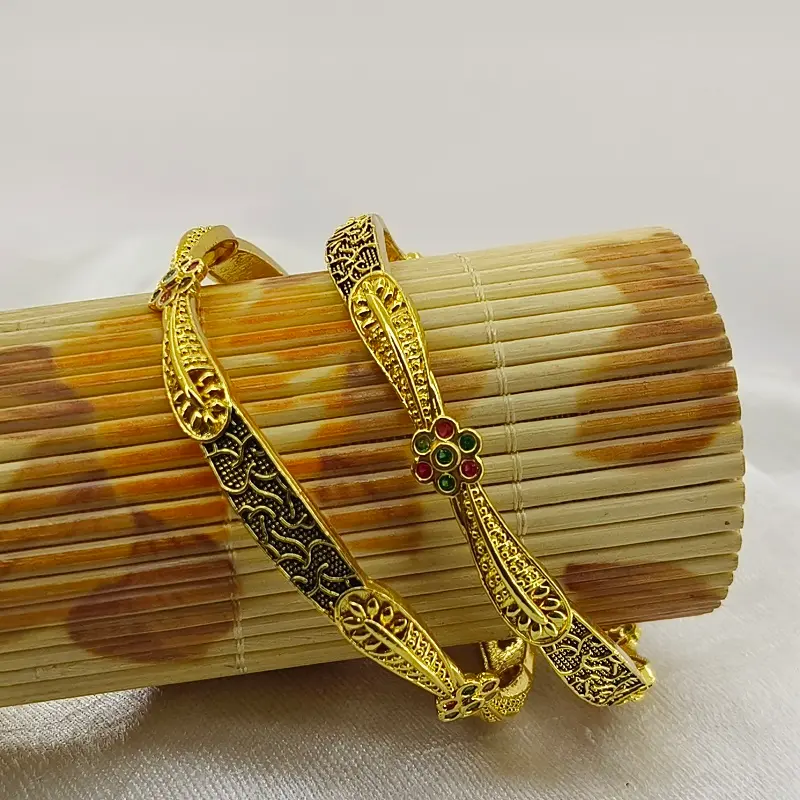 Attractive Golden Flower Micro Plated American Diamond Bangles Chudi Kangan - Image 6