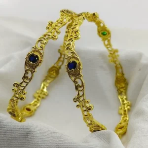 Classical Flower Valley Gold Plated American Diamond Fancy Bangles Kadli
