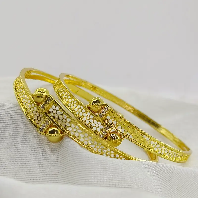 Designable Jalidar With Sphere Ball Design Gold Plated Ad Bangles Chudi Kadli - Image 5