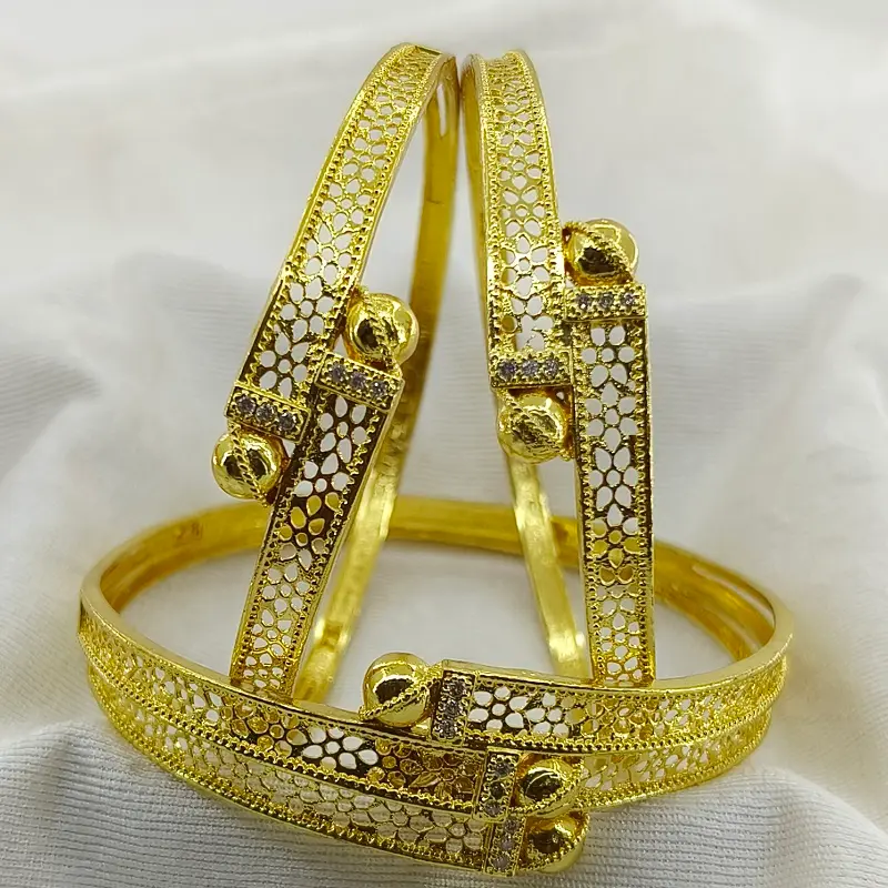 Designable Jalidar With Sphere Ball Design Gold Plated Ad Bangles Chudi Kadli - Image 2