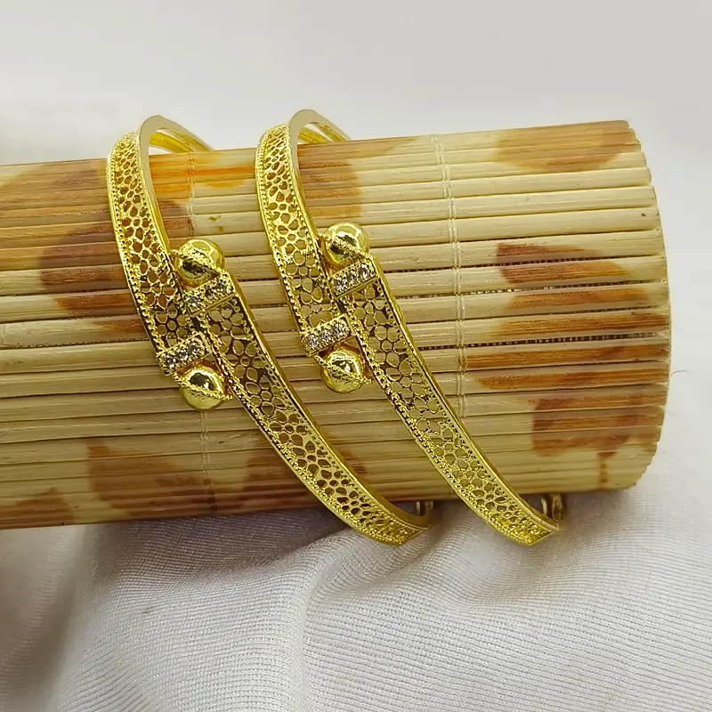 Designable Jalidar With Sphere Ball Design Gold Plated Ad Bangles Chudi Kadli - Image 7