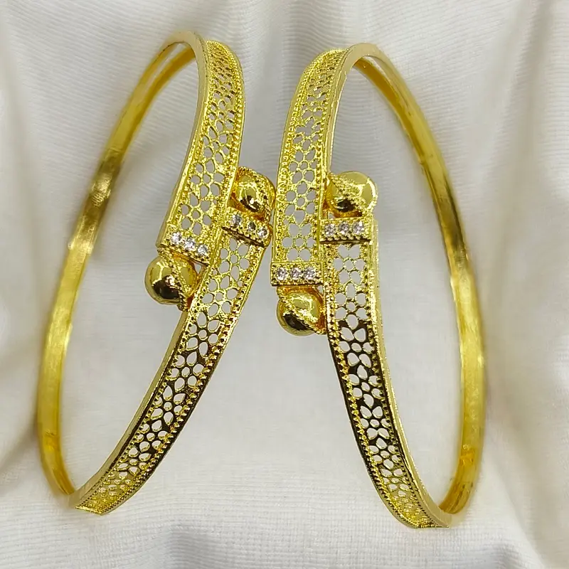 Designable Jalidar With Sphere Ball Design Gold Plated Ad Bangles Chudi Kadli - Image 4