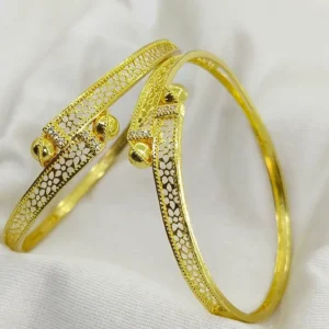 Designable Jalidar With Sphere Ball Design Gold Plated Ad Bangles Chudi Kadli