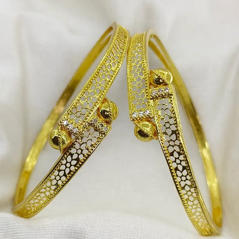 Designable Jalidar With Sphere Ball Design Gold Plated Ad Bangles Chudi Kadli - Image 6