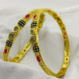 Fancy Golden Mango Fine Micro Plated American Diamond Bangles Chudi Kangan