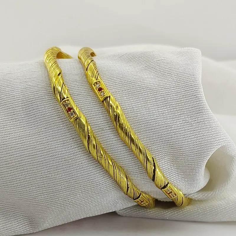 Fancy Twisted Gold Plated American Diamond Bangles Kadli Kada - Image 5