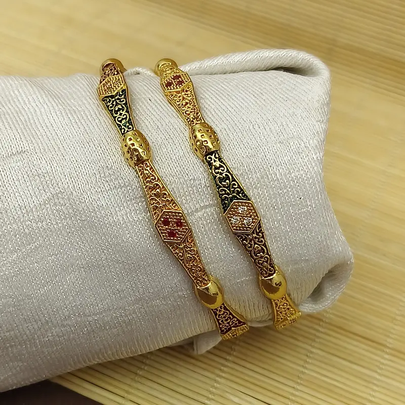 Hexagon Fine Design Fitted With Ad Stone Gold Plated Bangles Kadli - Image 5