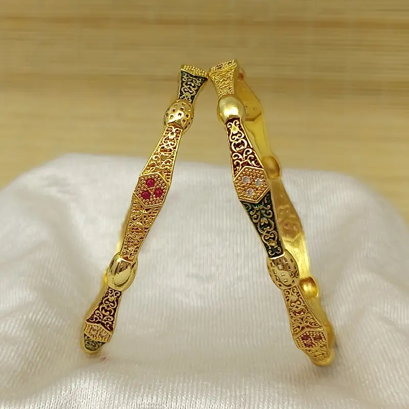 Hexagon Fine Design Fitted With Ad Stone Gold Plated Bangles Kadli - Image 4