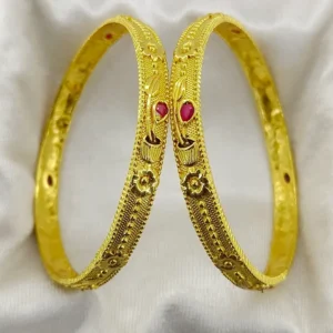 Allure Flower Pot Design Gold Plated American Diamond Bangles Kangan