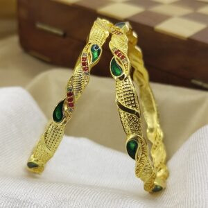 Attractive Carry Wave Styles Gold Plated Minakari Bangles Kadli