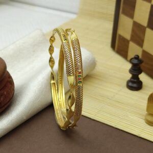 Twisted Design Gold Plated American Diamond (Ad) Bangles Chudi Kangan