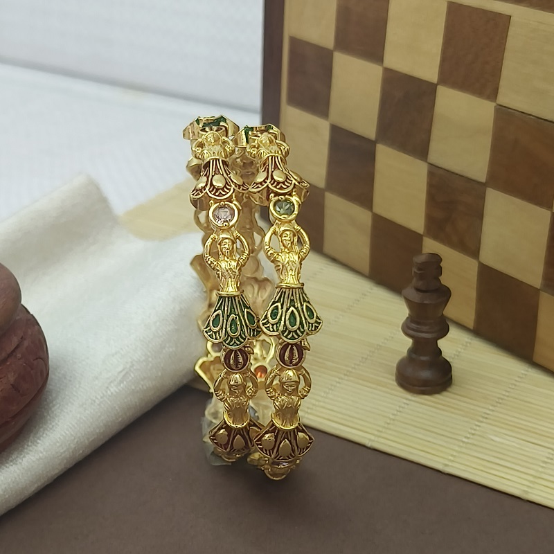 Elegant Queen Gold Plated American Diamond Bangles Kadla - Image 3