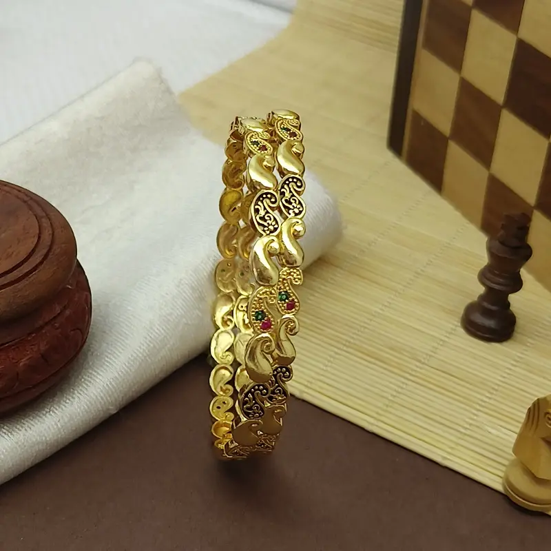 Likely Mango Keri Design Oxidised Gold Plated American Diamond Ad Bangles Kadali - Image 4