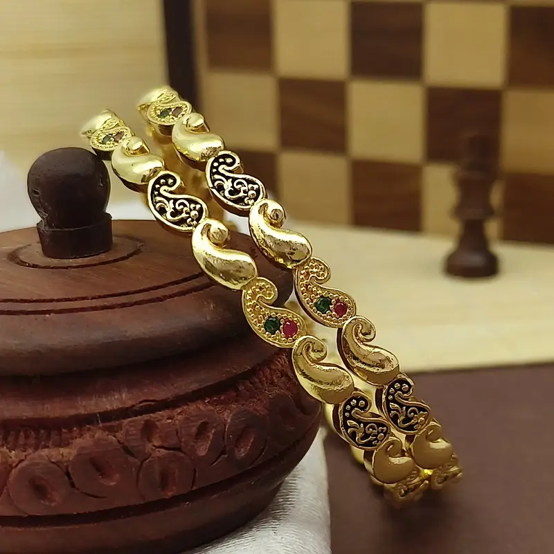Likely Mango Keri Design Oxidised Gold Plated American Diamond Ad Bangles Kadali - Image 2