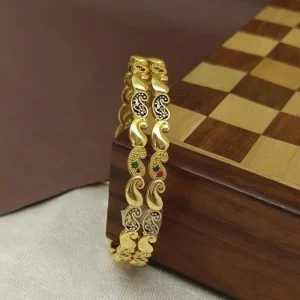 Likely Mango Keri Design Oxidised Gold Plated American Diamond Ad Bangles Kadali
