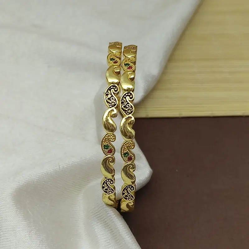 Likely Mango Keri Design Oxidised Gold Plated American Diamond Ad Bangles Kadali - Image 6