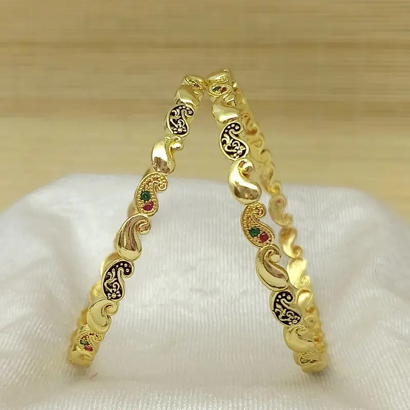 Likely Mango Keri Design Oxidised Gold Plated American Diamond Ad Bangles Kadali - Image 5