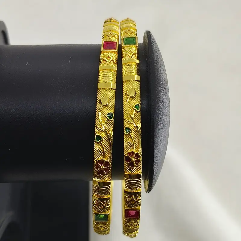 Premium Flower Well Square Ad Gold Plated Bangles Kadli - Image 7
