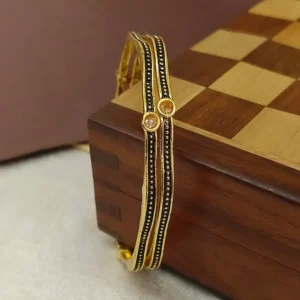 Fancy Slim & Slick Designer Bangles Gold Plated Ad Fitted Chudi Kadli