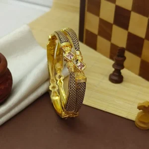 Lovely Square Diamond Designer Bangle Oxidised Gold Chudi Kadli