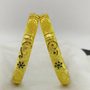 Classical Doted Eye Flower Valley Gold Plated with Minakari Bangles Kadli