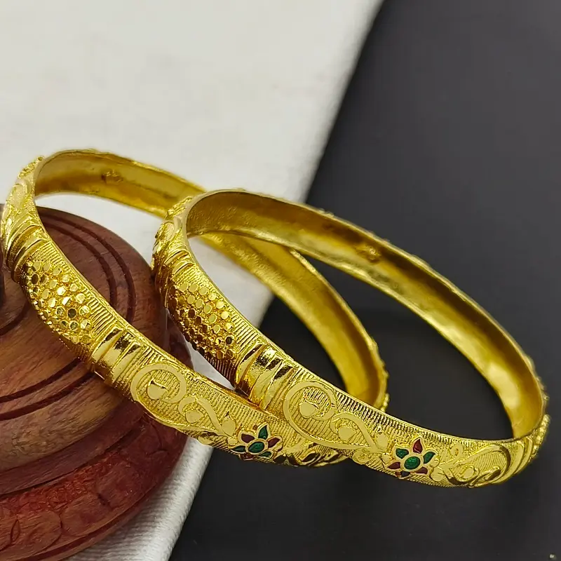 Classical Doted Eye Flower Valley Gold Plated with Minakari Bangles Kadli - Image 4