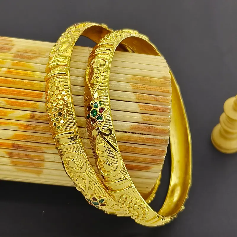 Classical Doted Eye Flower Valley Gold Plated with Minakari Bangles Kadli - Image 5
