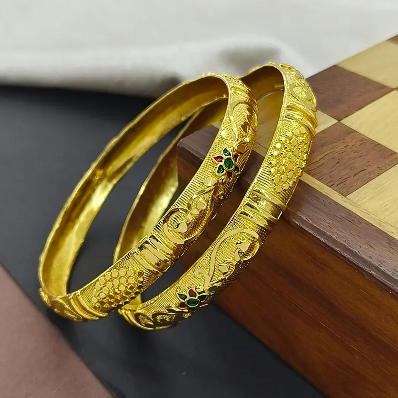 Classical Doted Eye Flower Valley Gold Plated with Minakari Bangles Kadli - Image 6