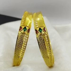Designable Half Round Liner Gold Plated With Minakari Bangles Kadli