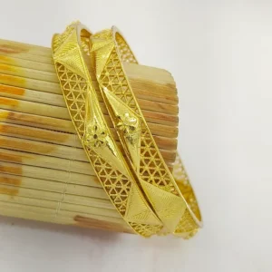 Elegant Liner & Flower Jalidar Triangle Gold Plated Minakari Bangles Kadli