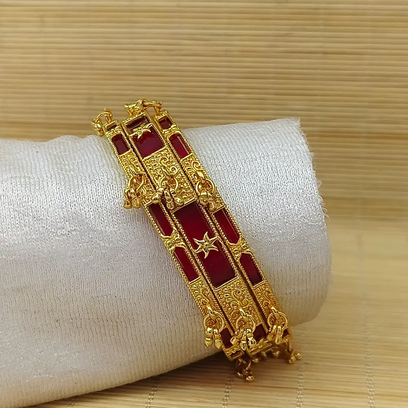 Fancy Square In Star Valley With Jumakhi Design Gold Plated Chudo Bangles - Image 5