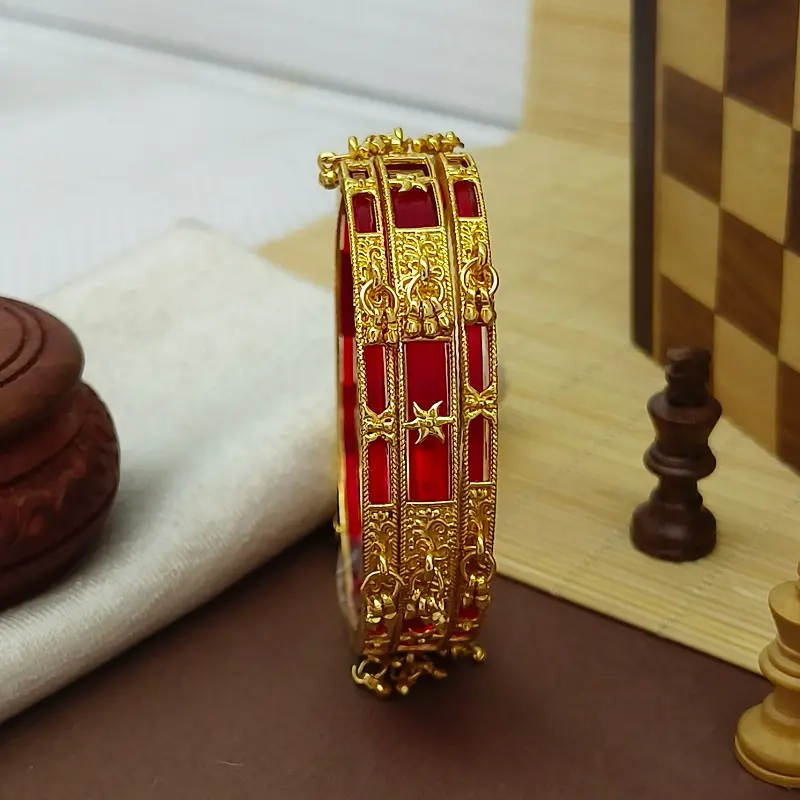Fancy Square In Star Valley With Jumakhi Design Gold Plated Chudo Bangles - Image 4
