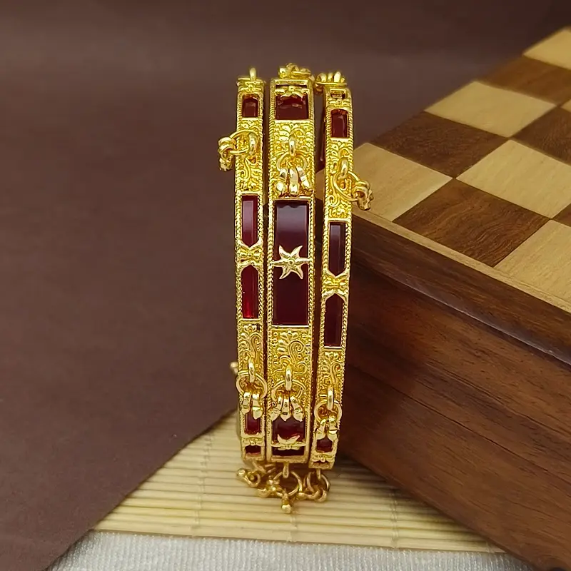 Fancy Square In Star Valley With Jumakhi Design Gold Plated Chudo Bangles - Image 2